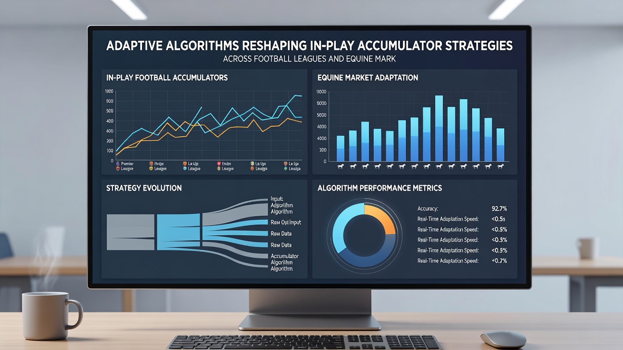 Dashboard view of equine racing data integrated with adaptive accumulator recommendations on a smartphone screen
