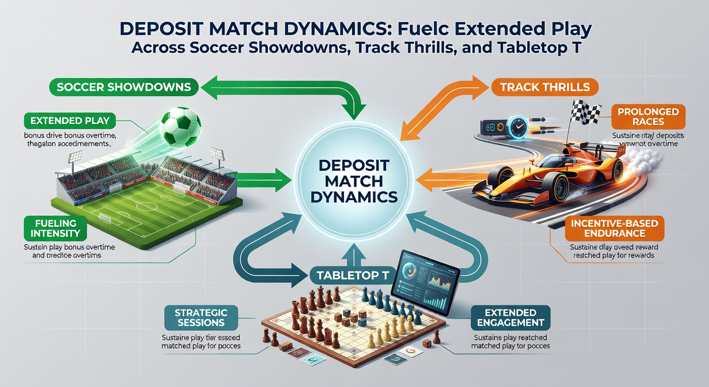Dynamic split-image capturing a soccer stadium crowd, galloping racehorses on a track, and a bustling casino blackjack table, overlaid with deposit match bonus icons symbolizing prolonged betting action